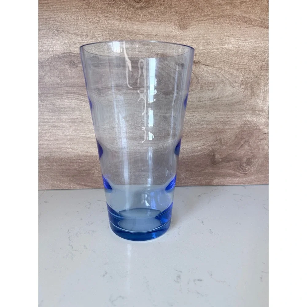Vintage Whitefriars Undulating Blue Ombre Glass Vase Decorative RARE